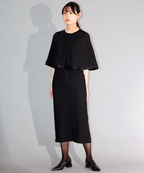 ケープデザインフォーマルドレス【喪服・礼服】【入卒式・結婚式】【春