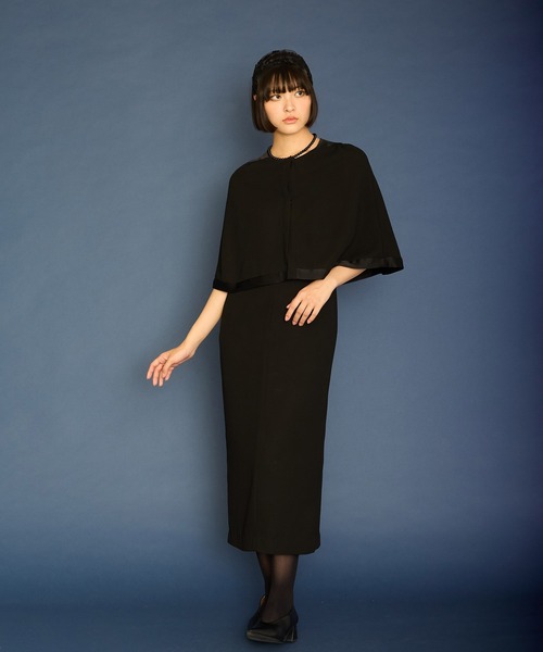 ケープデザインフォーマルドレス【喪服・礼服】【入卒式・結婚式】【春