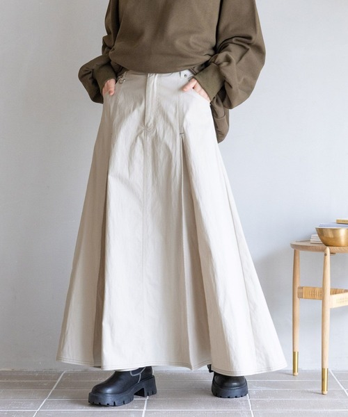 RAGEBLUE（レイジブルー）の「ボックスプリーツチノスカート（スカート・レディース・ブラウン/ホワイト/ブラック・FREE）」の2枚目の写真