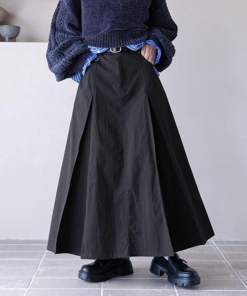 RAGEBLUE（レイジブルー）の「ボックスプリーツチノスカート（スカート・レディース・ブラウン/ホワイト/ブラック・FREE）」の3枚目の写真