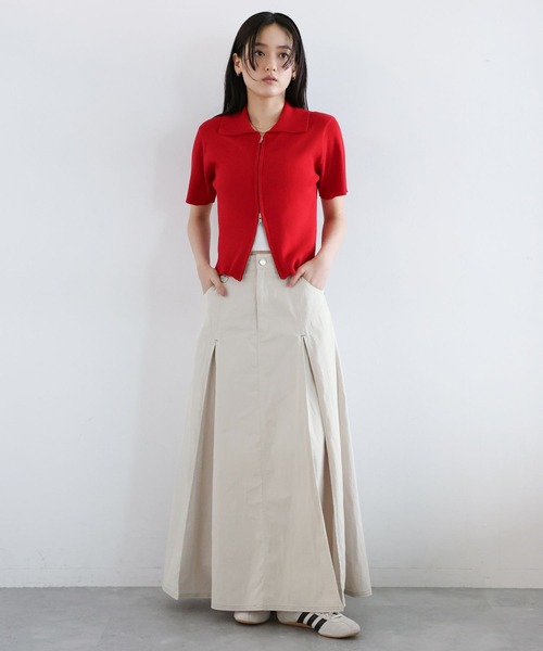 RAGEBLUE（レイジブルー）の「ボックスプリーツチノスカート（スカート・レディース・ブラウン/ホワイト/ブラック・FREE）」の4枚目の写真