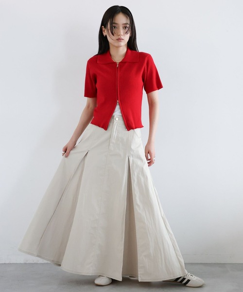 RAGEBLUE（レイジブルー）の「ボックスプリーツチノスカート（スカート・レディース・ブラウン/ホワイト/ブラック・FREE）」の5枚目の写真