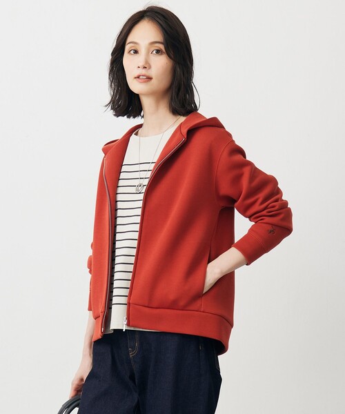 J.PRESS(ジェイプレス)の「ダンボールジャージー ジップアップ パーカー(パーカー・レディース・ブラック系/オレンジ系/ライトグレー系/グレー系・MEDIUM/LARGE)」の4枚目の写真