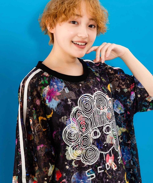 ScoLar(スカラー)の「152704:スカラーマーク×POP総柄レースチュニック(Tシャツ/カットソー・レディース・ブラック/グリーン/オフホワイト・M)」の8枚目の写真