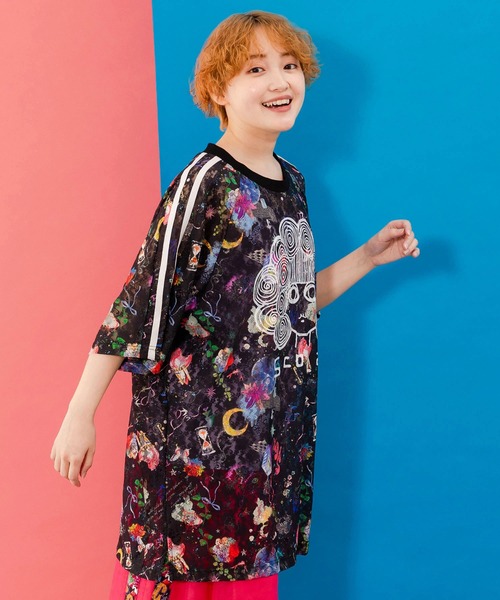 ScoLar(スカラー)の「152704:スカラーマーク×POP総柄レースチュニック(Tシャツ/カットソー・レディース・ブラック/グリーン/オフホワイト・M)」の4枚目の写真