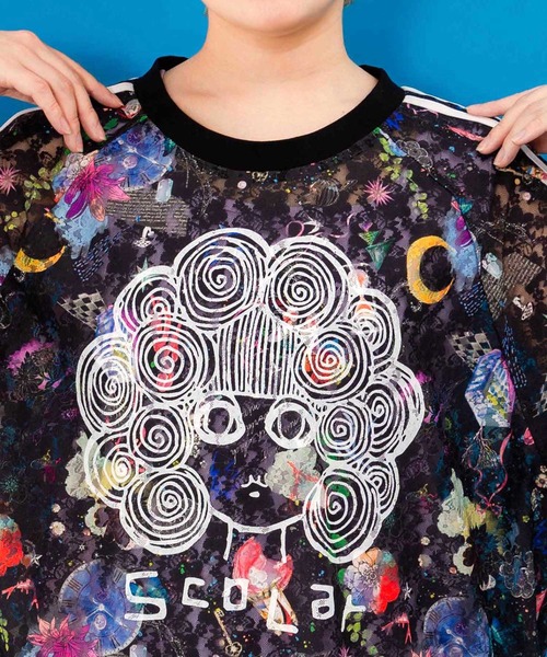 ScoLar(スカラー)の「152704:スカラーマーク×POP総柄レースチュニック(Tシャツ/カットソー・レディース・ブラック/グリーン/オフホワイト・M)」の10枚目の写真