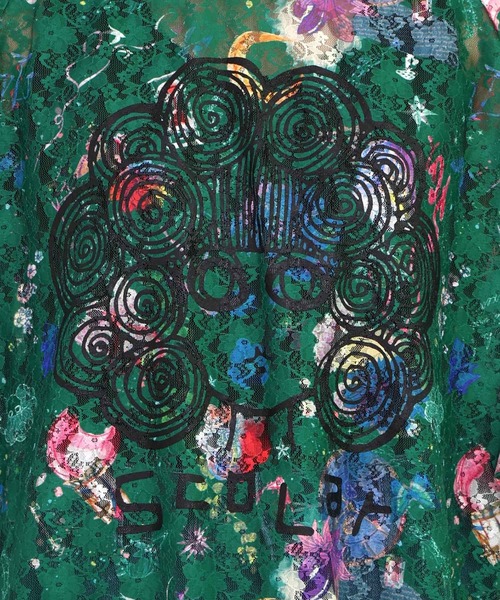 ScoLar(スカラー)の「152704:スカラーマーク×POP総柄レースチュニック(Tシャツ/カットソー・レディース・ブラック/グリーン/オフホワイト・M)」の22枚目の写真