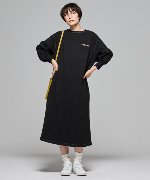 KRIFF MAYER Lady's Collection（クリフメイヤーレディースコレクション）の「【伸縮性･ストレッチ】もちのびワンピース（ワンピース・レディース・グレー/レッド/ダークブラウン/ブラック/ナチュラル/ダークブルー/カラフル・LARGE/MEDIUM）」の9枚目の写真