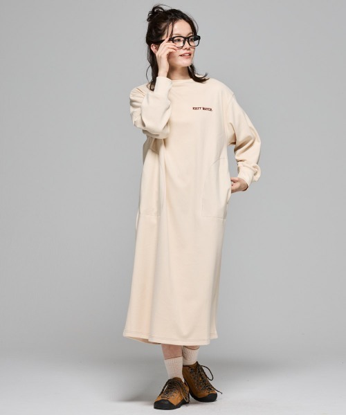 KRIFF MAYER Lady's Collection（クリフメイヤーレディースコレクション）の「【伸縮性･ストレッチ】もちのびワンピース（ワンピース・レディース・グレー/レッド/ダークブラウン/ブラック/ナチュラル/ダークブルー/カラフル・LARGE/MEDIUM）」の12枚目の写真