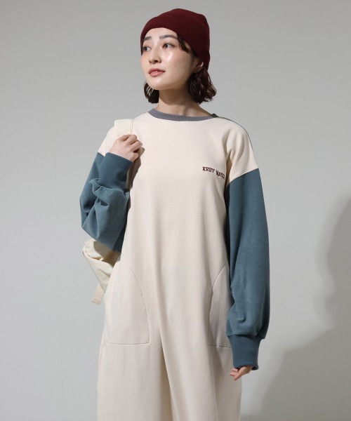 KRIFF MAYER Lady's Collection（クリフメイヤーレディースコレクション）の「【伸縮性･ストレッチ】もちのびワンピース（ワンピース・レディース・グレー/レッド/ダークブラウン/ブラック/ナチュラル/ダークブルー/カラフル・LARGE/MEDIUM）」の14枚目の写真