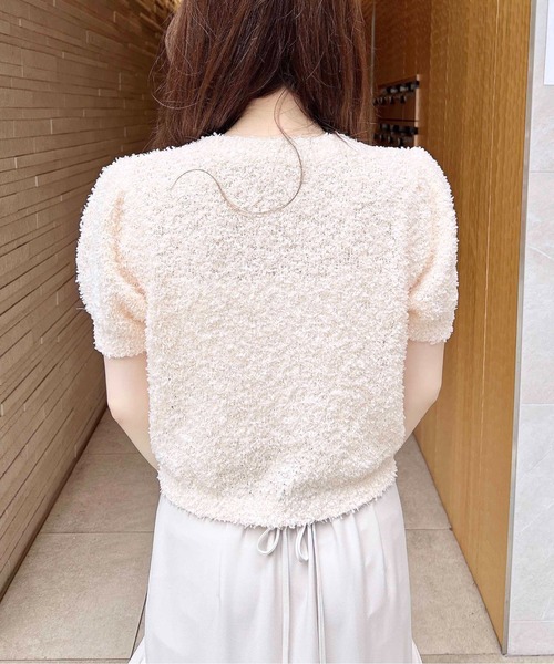 INGNI（イング）の「ファンシーヤーン半袖ニットカーディガン（カーディガン/ボレロ・レディース・ピンク/ベージュ/オフホワイト・M）」の4枚目の写真