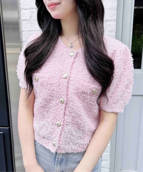 INGNI（イング）の「ファンシーヤーン半袖ニットカーディガン（カーディガン/ボレロ・レディース・ピンク/ベージュ/オフホワイト・M）」の19枚目の写真