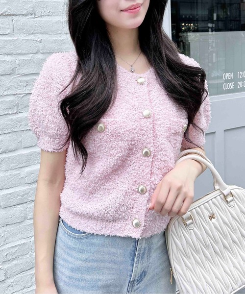 INGNI（イング）の「ファンシーヤーン半袖ニットカーディガン（カーディガン/ボレロ・レディース・ピンク/ベージュ/オフホワイト・M）」の18枚目の写真