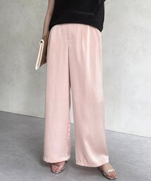 新品【THINGS THAT MATTER】サテン リネンワイドパンツ ピンク AMBIDEX Store 〇キュプラコットンサテン イージー ワイドパンツ