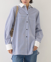 Rouge vif Anna | コットンストライプクレリックシャツ(シャツ/ブラウス)