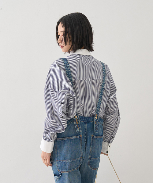 Rouge vif Anna（ルージュヴィフアンナ）の「コットンストライプクレリックシャツ（シャツ/ブラウス・レディース・ネイビー/ブルー・フリー）」の11枚目の写真