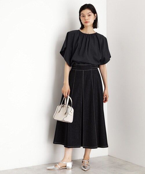 THE SHOP TK （ザ ショップ ティーケー ）の「フレアスリーブブラウス【二の腕カバー/UV/洗濯機OK】（シャツ/ブラウス・レディース・チャコール/ブルー系その他/カーキ・13/12）」の11枚目の写真