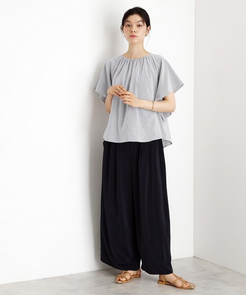 THE SHOP TK （ザ ショップ ティーケー ）の「フレアスリーブブラウス【二の腕カバー/UV/洗濯機OK】（シャツ/ブラウス・レディース・チャコール/ブルー系その他/カーキ・13/12）」の15枚目の写真