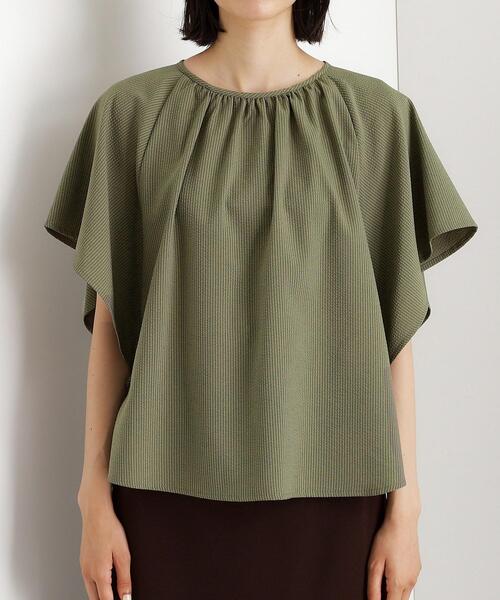 THE SHOP TK （ザ ショップ ティーケー ）の「フレアスリーブブラウス【二の腕カバー/UV/洗濯機OK】（シャツ/ブラウス・レディース・チャコール/ブルー系その他/カーキ・13/12）」の17枚目の写真