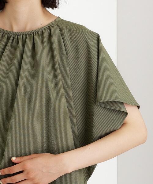 THE SHOP TK （ザ ショップ ティーケー ）の「フレアスリーブブラウス【二の腕カバー/UV/洗濯機OK】（シャツ/ブラウス・レディース・チャコール/ブルー系その他/カーキ・13/12）」の22枚目の写真