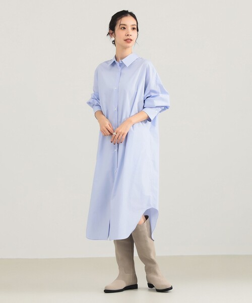 Demi-Luxe BEAMS(デミルクス ビームス)の「タイプライター シャツ ワンピース(ワンピース・レディース・ネイビー/ブラウン/サックスブルー・ONE SIZE)」の7枚目の写真