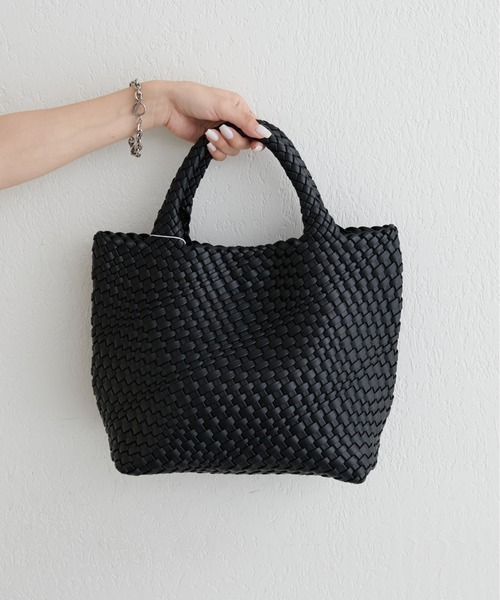 Balinese bag黒と白のストライプ編み込みトートバッグ Balinese bag黒と白のストライプ編み込みトートバッグ