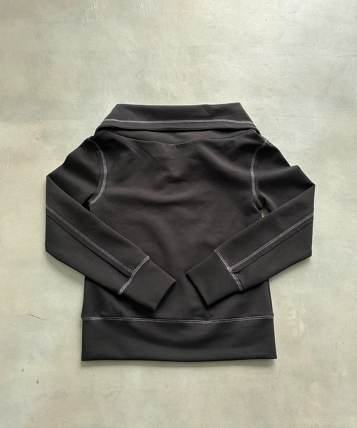 SHAGGIE（シャギー）の「もちもちスウェットダブルジップオフショルトップス（パーカー・レディース・ブラウン/チャコールグレー/ブラック・FREE）」の14枚目の写真