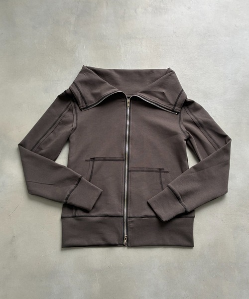 SHAGGIE（シャギー）の「もちもちスウェットダブルジップオフショルトップス（パーカー・レディース・ブラウン/チャコールグレー/ブラック・FREE）」の14枚目の写真