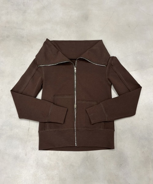 SHAGGIE（シャギー）の「もちもちスウェットダブルジップオフショルトップス（パーカー・レディース・ブラウン/チャコールグレー/ブラック・FREE）」の9枚目の写真