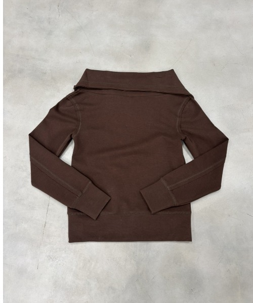 SHAGGIE（シャギー）の「もちもちスウェットダブルジップオフショルトップス（パーカー・レディース・ブラウン/チャコールグレー/ブラック・FREE）」の10枚目の写真