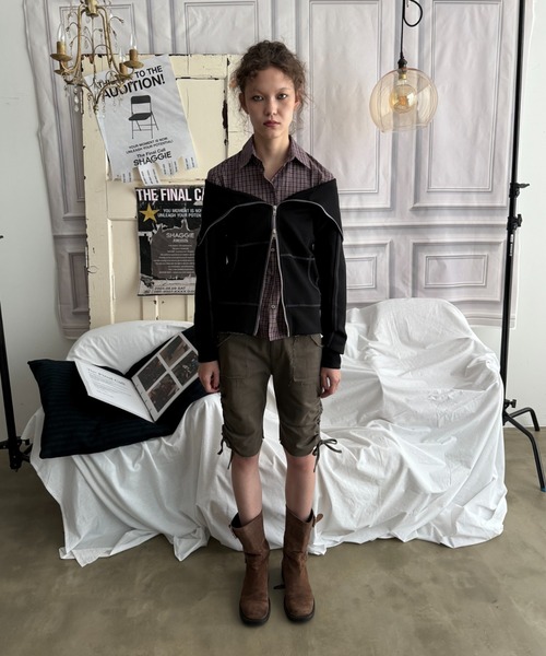 SHAGGIE（シャギー）の「もちもちスウェットダブルジップオフショルトップス（パーカー・レディース・ブラウン/チャコールグレー/ブラック・FREE）」の22枚目の写真