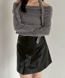 FRAY I.D | レザーライクアシメタックミニスカート(スカート)