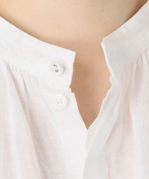 B.C STOCK（ベーセーストック）の「《追加6》手洗い可 / フレンチリネン2wayブラウス（シャツ/ブラウス・レディース・カーキ/ピンク/ホワイト/ブラックミックス/ブルー・FREE）」の8枚目の写真