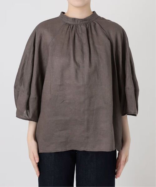 B.C STOCK（ベーセーストック）の「《追加6》手洗い可 / フレンチリネン2wayブラウス（シャツ/ブラウス・レディース・カーキ/ピンク/ホワイト/ブラックミックス/ブルー・FREE）」の10枚目の写真