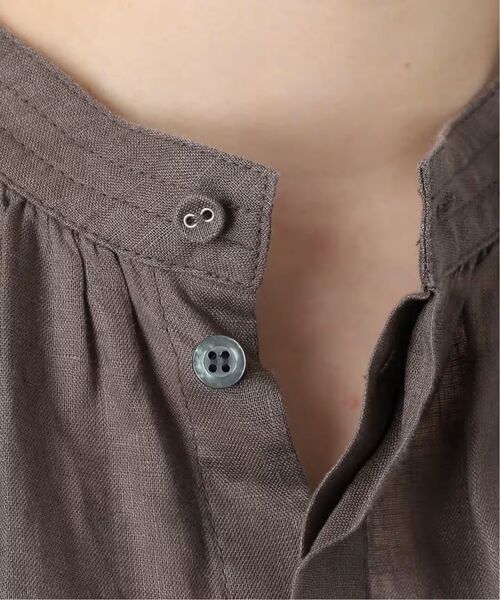 B.C STOCK（ベーセーストック）の「《追加6》手洗い可 / フレンチリネン2wayブラウス（シャツ/ブラウス・レディース・カーキ/ピンク/ホワイト/ブラックミックス/ブルー・FREE）」の11枚目の写真