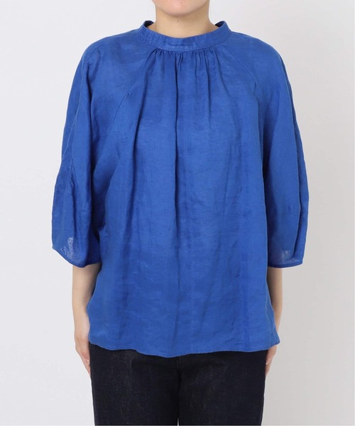 B.C STOCK（ベーセーストック）の「《追加6》手洗い可 / フレンチリネン2wayブラウス（シャツ/ブラウス・レディース・カーキ/ピンク/ホワイト/ブラックミックス/ブルー・FREE）」の13枚目の写真