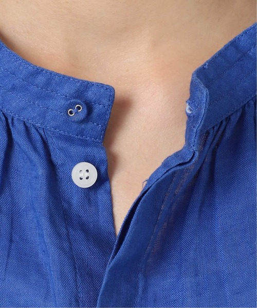 B.C STOCK（ベーセーストック）の「《追加6》手洗い可 / フレンチリネン2wayブラウス（シャツ/ブラウス・レディース・カーキ/ピンク/ホワイト/ブラックミックス/ブルー・FREE）」の14枚目の写真