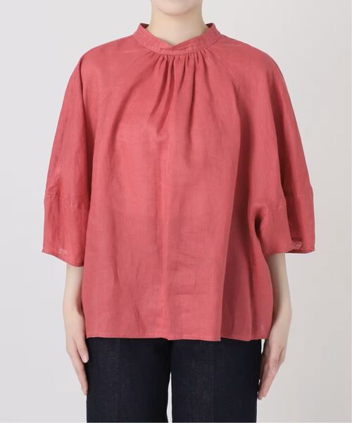 B.C STOCK（ベーセーストック）の「《追加6》手洗い可 / フレンチリネン2wayブラウス（シャツ/ブラウス・レディース・カーキ/ピンク/ホワイト/ブラックミックス/ブルー・FREE）」の16枚目の写真