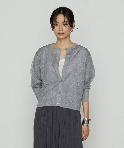 K.T KIYOKO TAKASE（キヨコタカセ）の「二重編みラメニット カーディガン（ニット/セーター・レディース・グレー/ブラック系その他・FREE）」の6枚目の写真