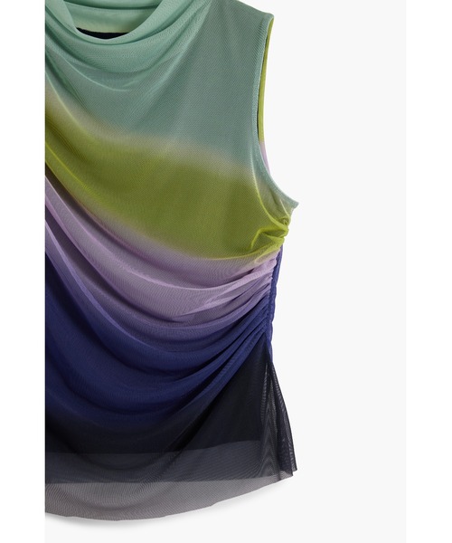 Desigual（デシグアル）の「グラデーションドレープが チュール重ねノースリーブトップス（Tシャツ/カットソー・レディース・レッド・S/XS/XL/L/M）」の3枚目の写真