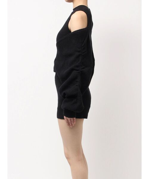 GYDA(ジェイダ)の「アームギャザーレイヤードニットロンパース(つなぎ/オールインワン・レディース・チャコールグレー/アイボリー/ブラック/ブラウン・FREE)」の9枚目の写真