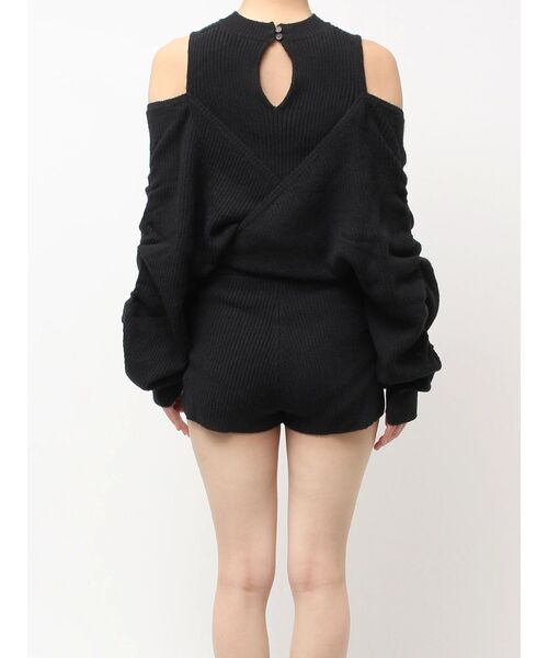 GYDA(ジェイダ)の「アームギャザーレイヤードニットロンパース(つなぎ/オールインワン・レディース・チャコールグレー/アイボリー/ブラック/ブラウン・FREE)」の10枚目の写真