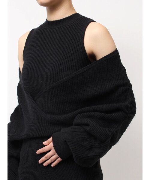 GYDA(ジェイダ)の「アームギャザーレイヤードニットロンパース(つなぎ/オールインワン・レディース・チャコールグレー/アイボリー/ブラック/ブラウン・FREE)」の12枚目の写真