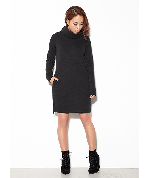 rienda（リエンダ）の「CLシンプルハイネックOP（ワンピース・レディース・トップグレー/ブラック/ホワイト・FREE）」の3枚目の写真