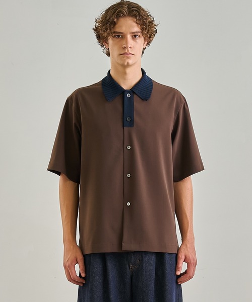UNITED TOKYO（ユナイテッドトウキョウ）の「バイカラーニットドッキングシャツ（シャツ/ブラウス・メンズ・ブラウン/ブラック・1/2）」の11枚目の写真