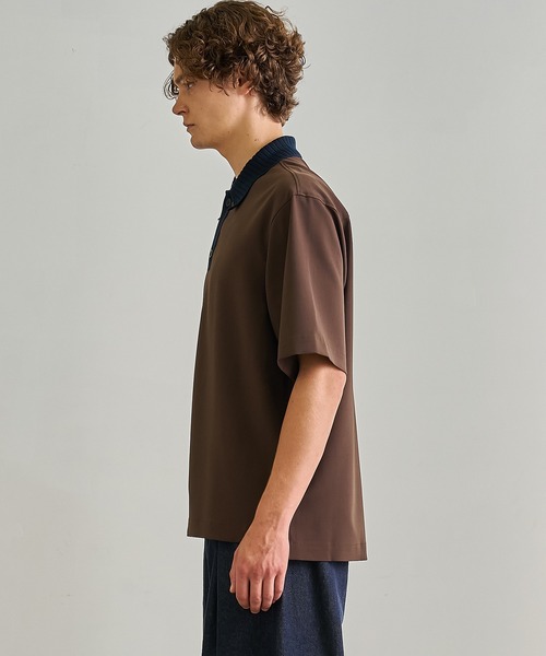 UNITED TOKYO（ユナイテッドトウキョウ）の「バイカラーニットドッキングシャツ（シャツ/ブラウス・メンズ・ブラウン/ブラック・1/2）」の12枚目の写真