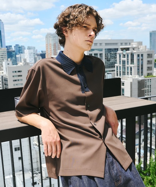 UNITED TOKYO（ユナイテッドトウキョウ）の「バイカラーニットドッキングシャツ（シャツ/ブラウス・メンズ・ブラウン/ブラック・1/2）」の22枚目の写真