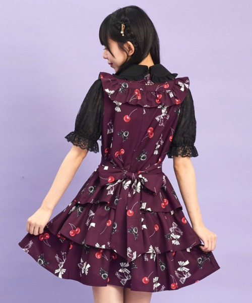 Secret Honey（シークレットハニー）の「リボン×チェリープリントワンピース（ワンピース・レディース・ワインレッド/ブラック・MEDIUM）」の3枚目の写真
