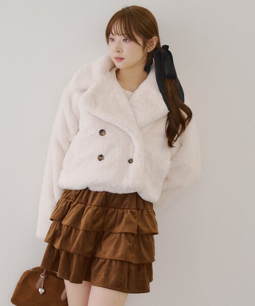 再お値下げ♪【blugirl 】美品⭐︎ラビットファー ショートジャケット セール】ラビット風ファーショートジャケット（その他アウター