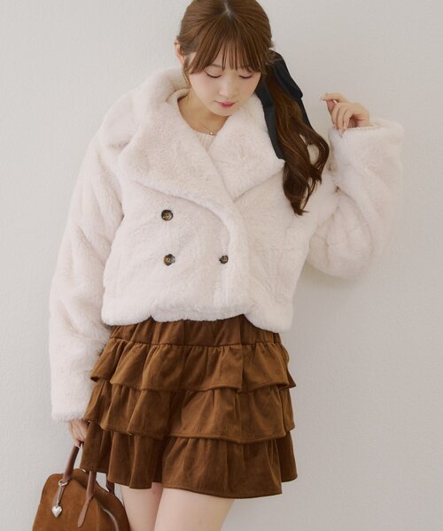 ラビット風ファーショートジャケット（その他アウター）｜Another